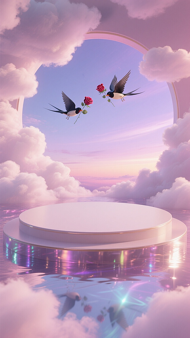 ☁️云朵圆台粉紫天，七夕仙幻鹊送浪漫🌹