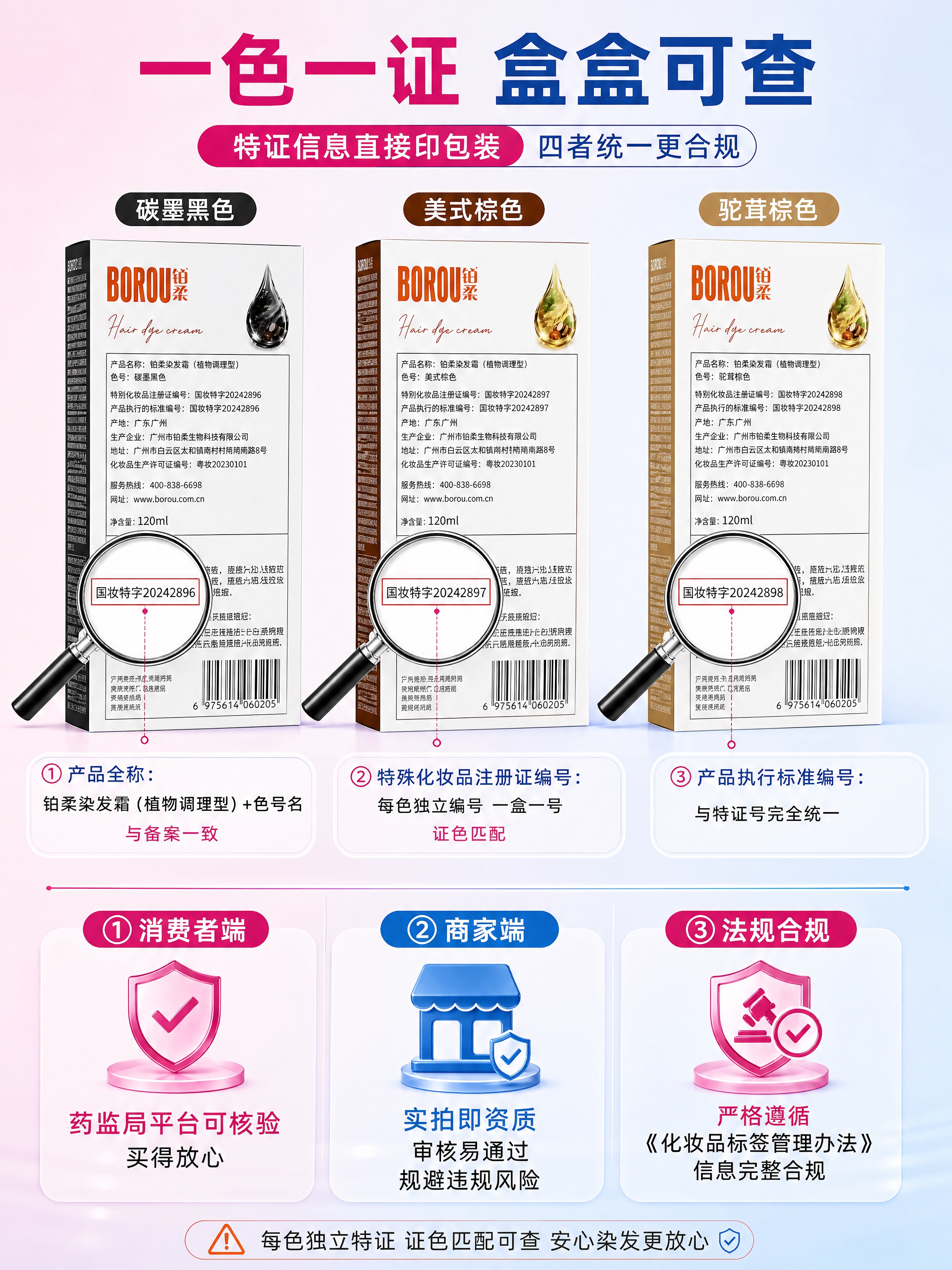 [商品] 使用【图1】BOROU铂柔染发霜产品外包装盒背面标签… - 图片创意预览