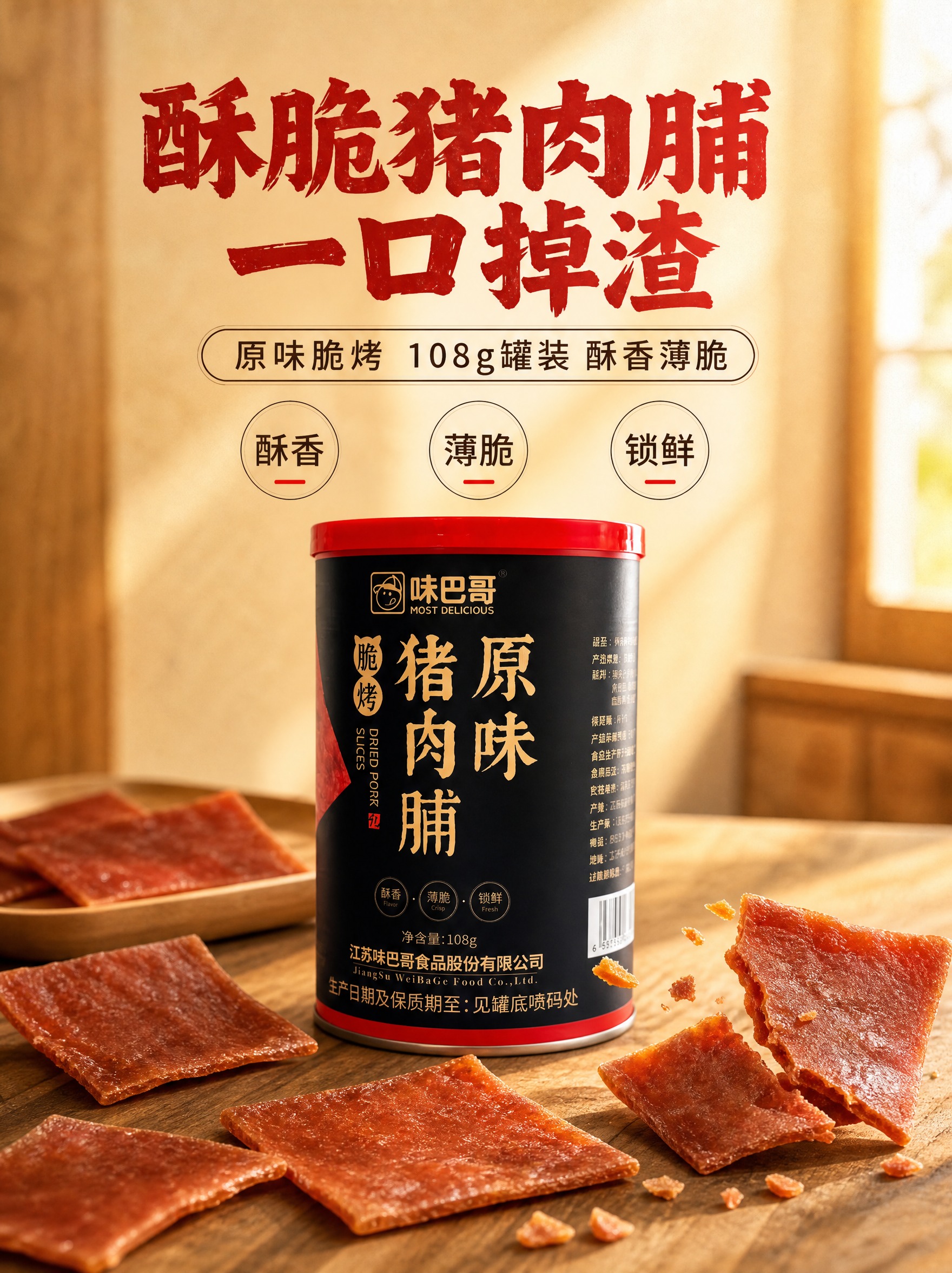 [商品] 使用【图2】味巴哥原味脆烤猪肉脯正面罐、【图6】肉脯… - 图片创意预览