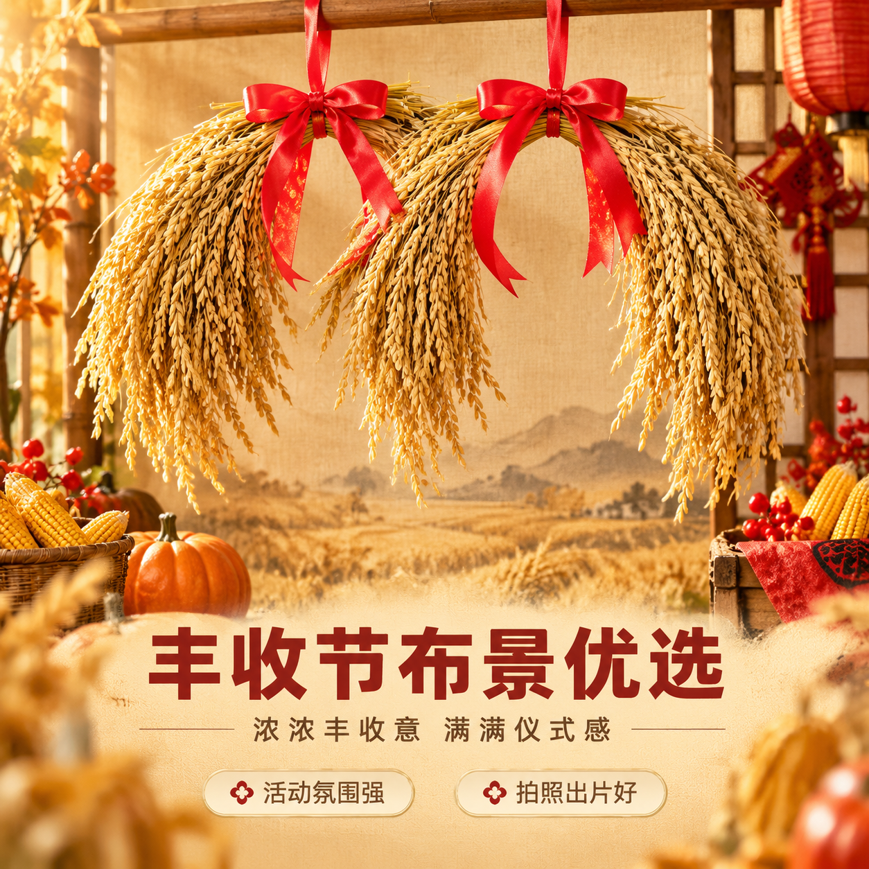 [商品] 使用【图5】稻穗捆红绳装饰挂束（2束）；保留干稻穗金… - 图片创意预览