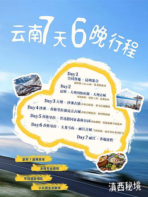 旅游出行云南行程推荐旅游攻略分享涂鸦风小红书配图