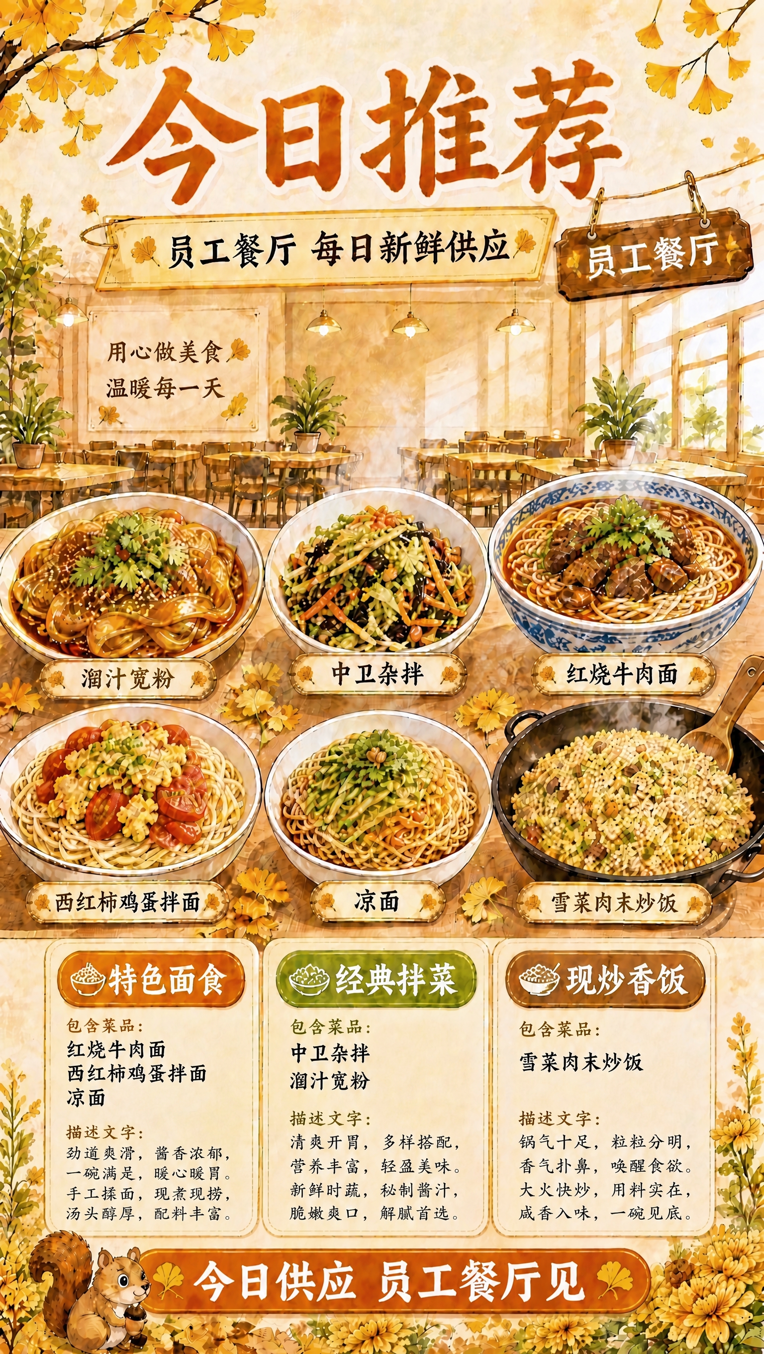 将底部左侧"特色面食"卡片中的"溜汁宽粉"从包含菜品里删除，其… - 图片创意预览