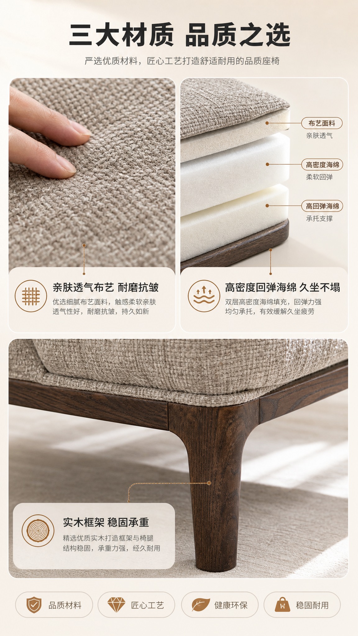 [商品] 使用【图1】浅棕灰色布艺单人沙发椅+脚踏套装；保留布… - 图片创意预览