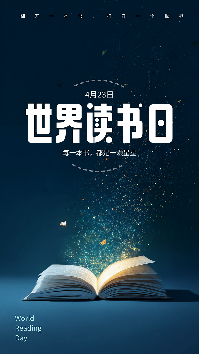 世界读书日星空文化艺术竖版海报