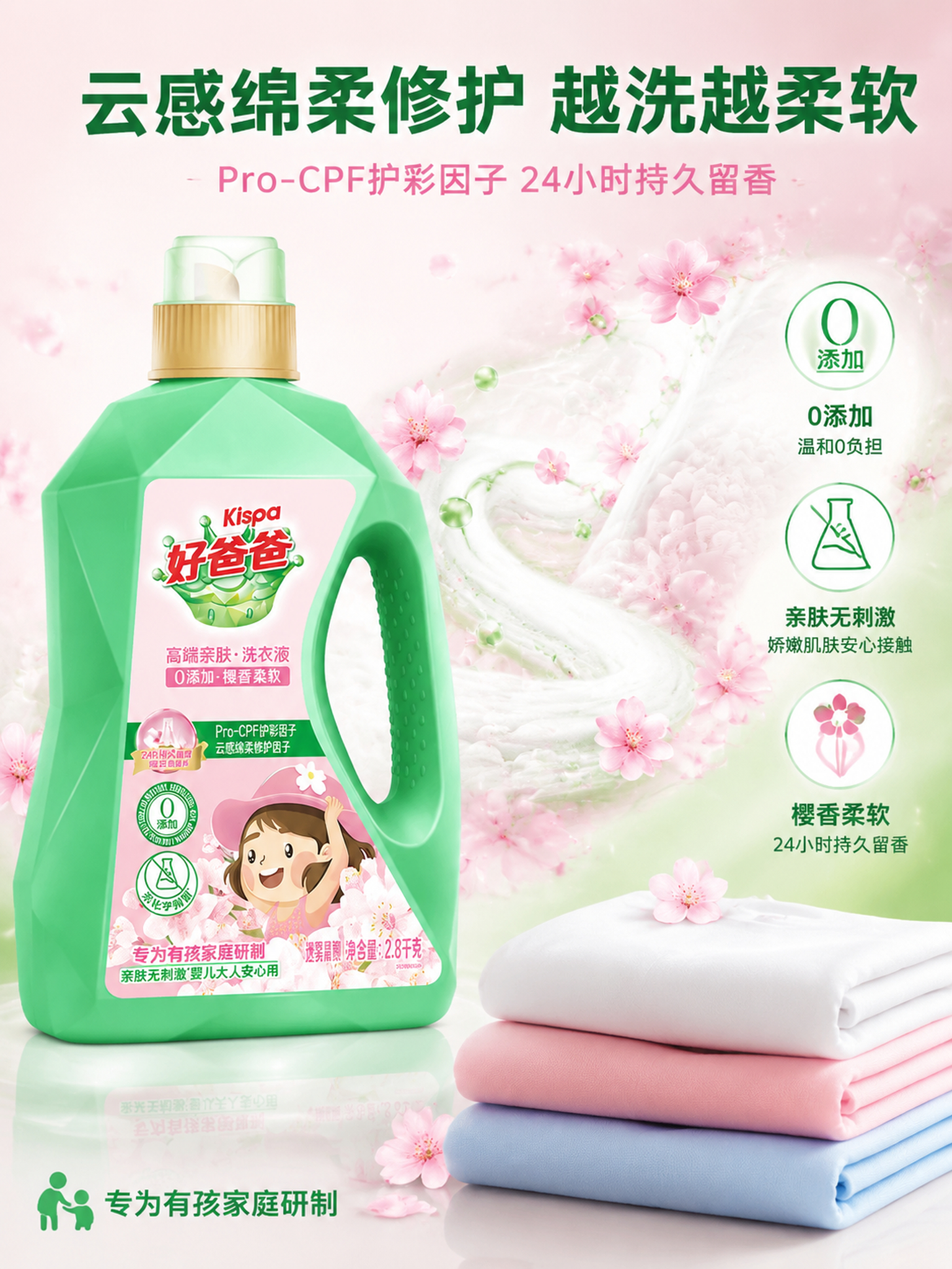 [主图-2] 好爸爸樱花洗衣液核心功效卖点图 [氛围风格] 洁… - 图片创意预览