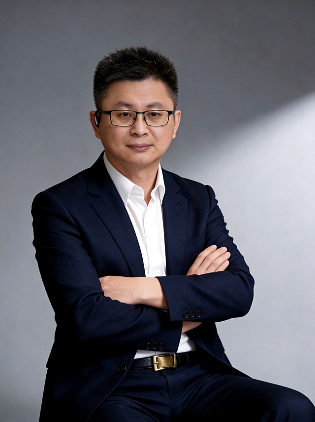 参考原图生成职场男士形象照，保留人物脸型、发型、年龄、服装姿势和灰色背景，去除手腕上的手表，自然修复手腕处皮肤，保持整体自然真实，专业写实风格，高清画质