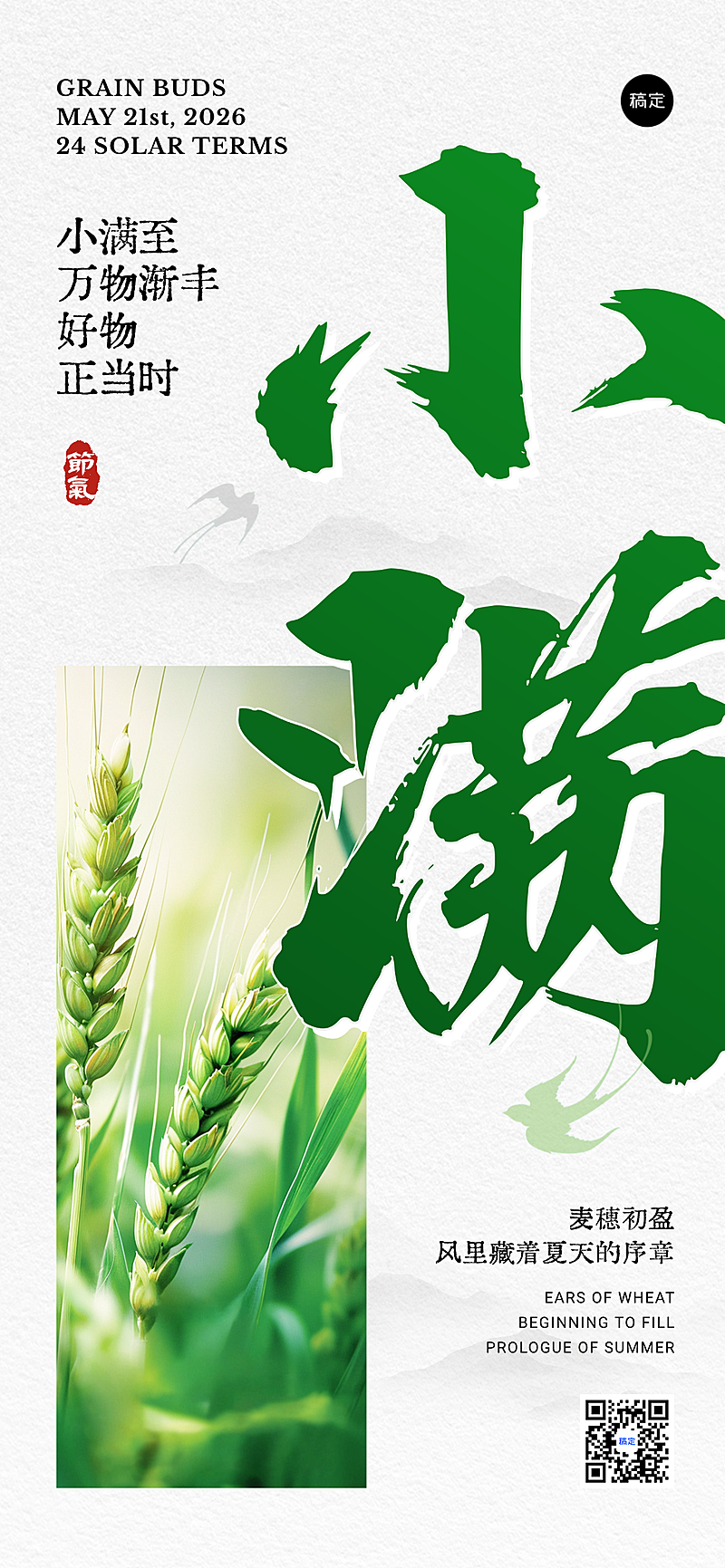 小满节气大字全屏竖版海报