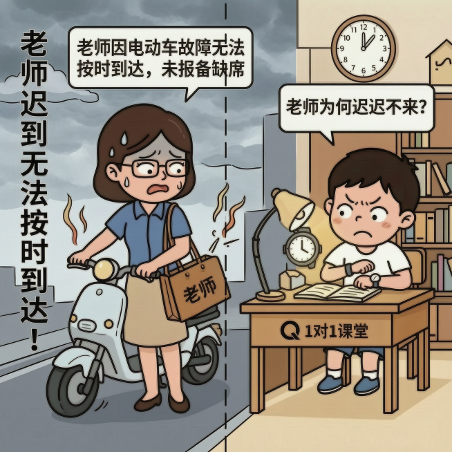 「图片1」老师和学生中间划一个线，区分画面不同的场景，老师是在路上，阴天；学生是在家里，是有灯的预览效果
