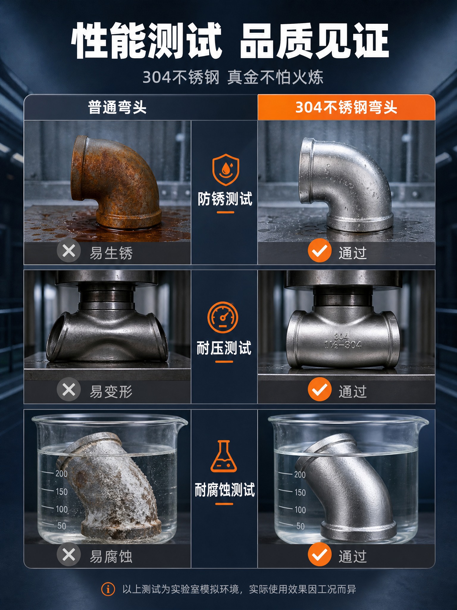[详情页-6] 不锈钢弯头功能测试，耐压防锈耐腐蚀性能测试对比… - 图片创意预览