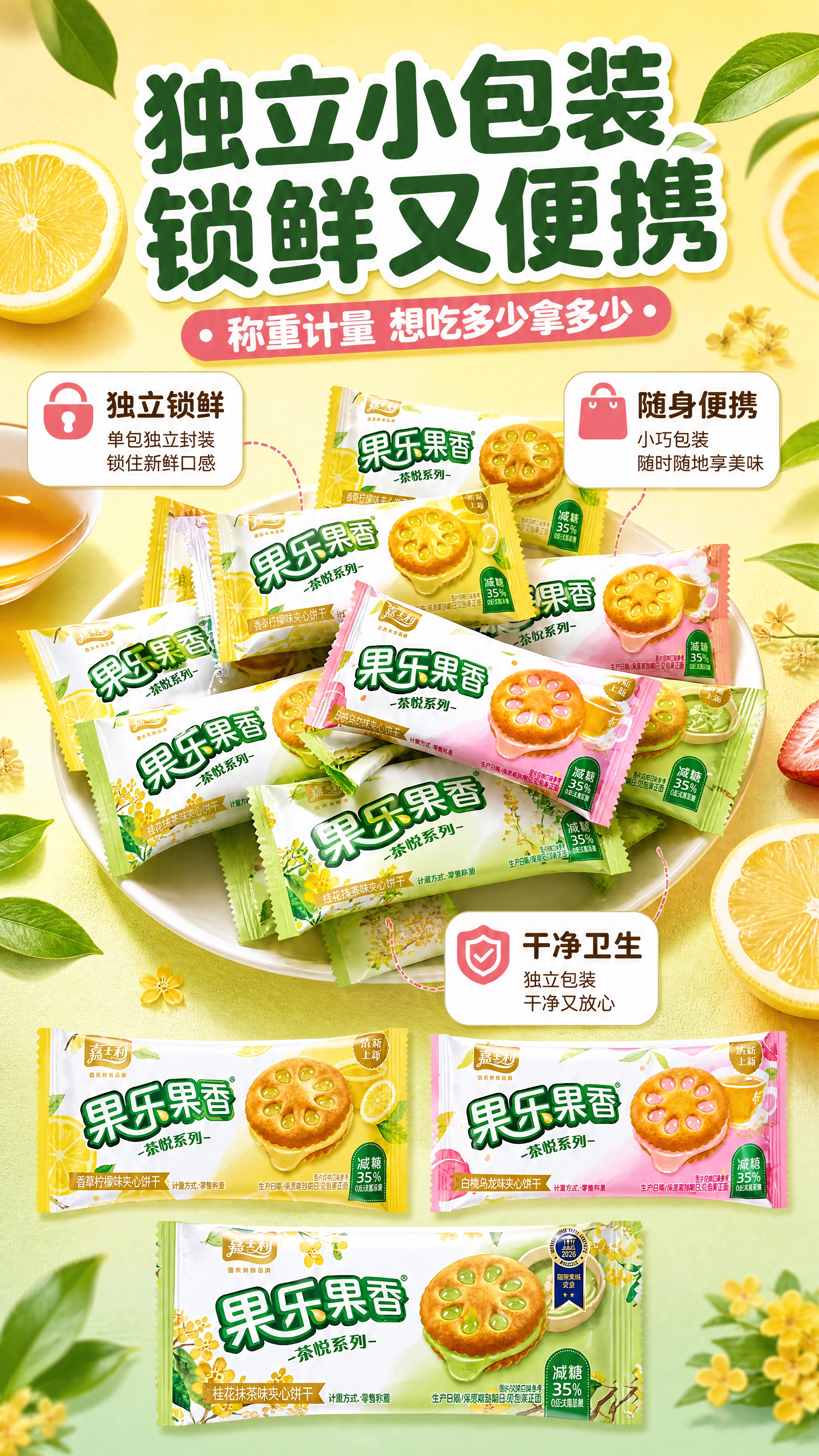 [商品] 使用【图1】嘉士利果乐果香茶悦系列夹心饼干三味包装；… - 图片创意预览