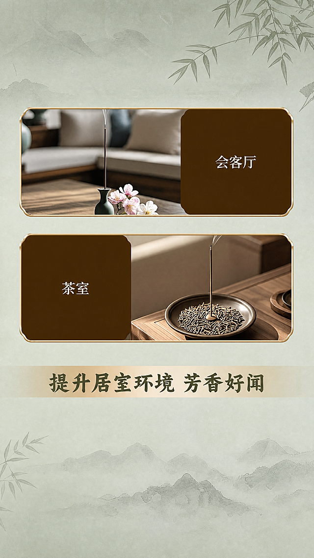 修改这张详情页图片，将整体风格调整为清雅新中式，增加禅意与书卷气，保留高级留白感。将背景主色改为淡淡的艾草青灰色带一点微绿，保留原文字文案和场景图片内容完全不变，风格更清新亲和，色调柔和。保留原构图和所有布局元素不变，只调整背景色彩和整体风格，整体淡雅协调，带有中式意境。