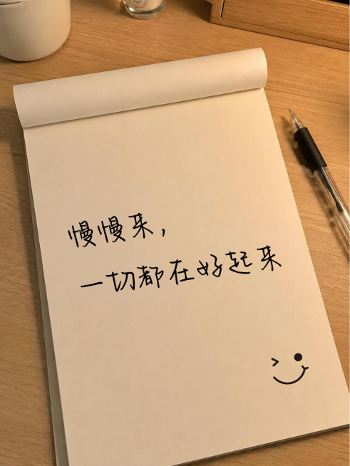 简约手写正能量治愈文案笔记本实景风小红书大字封面预览效果