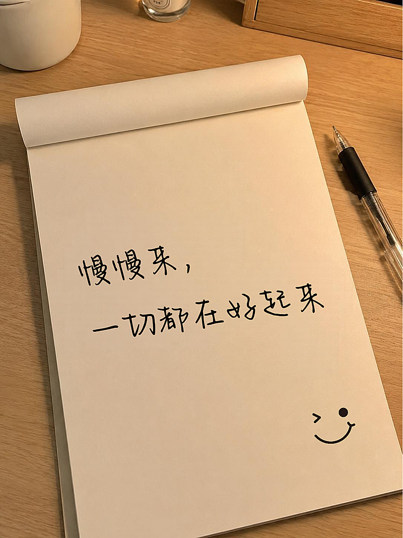 简约手写正能量治愈文案笔记本实景风小红书大字封面