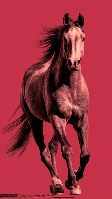 A well-built adult horse, with a clearly defined head, erect ears, bright and lively eyes, a long an预览效果