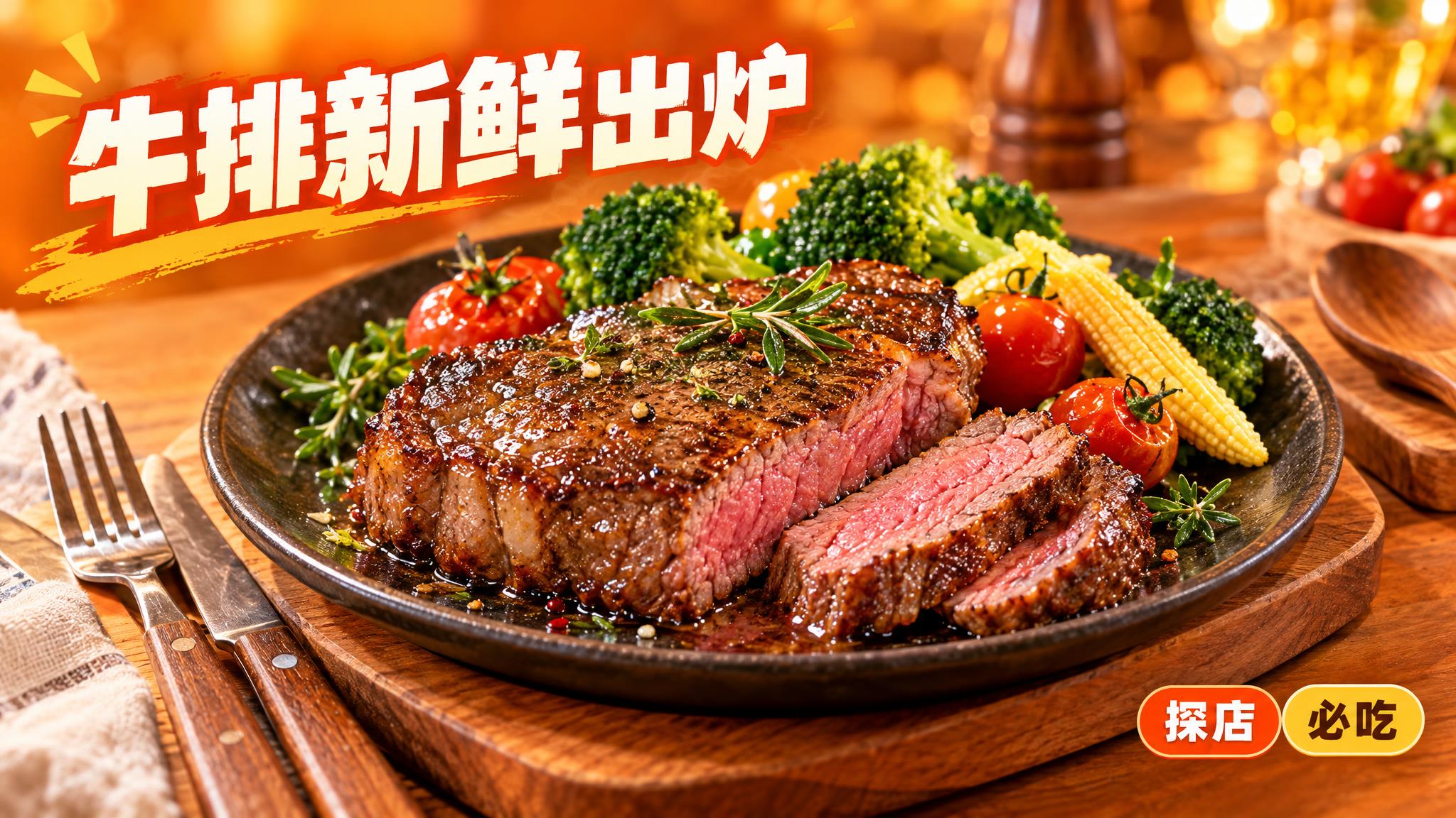 活力十足的美食商业摄影画面，16:9 横向构图。整体为橙暖色背… - 图片创意预览