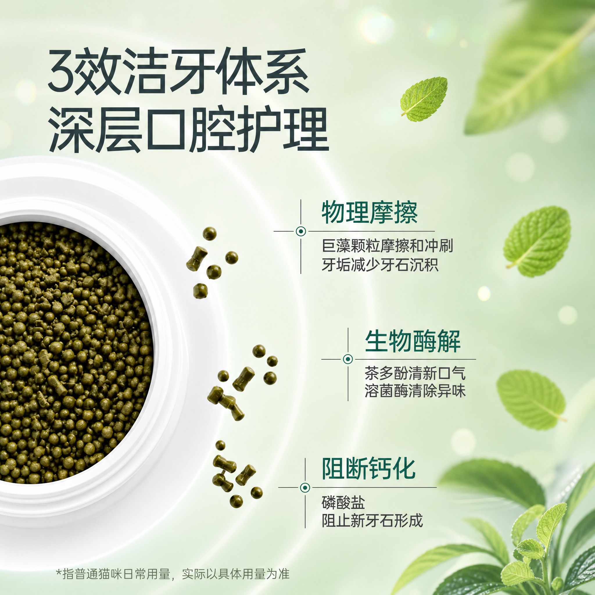 将这张三效洁牙体系图的背景颜色改为清新的浅绿色自然风格，与之前… - 图片创意预览
