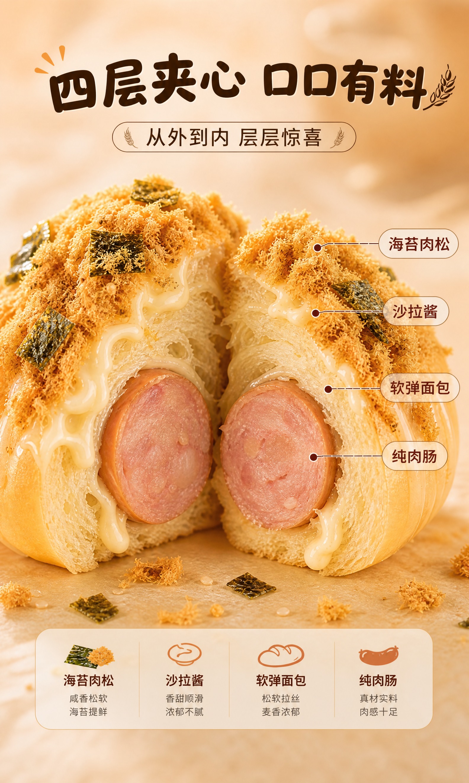 [商品] 使用【图1】肉松肉肠包剖面产品图；保留产品外观、剖面… - 图片创意预览