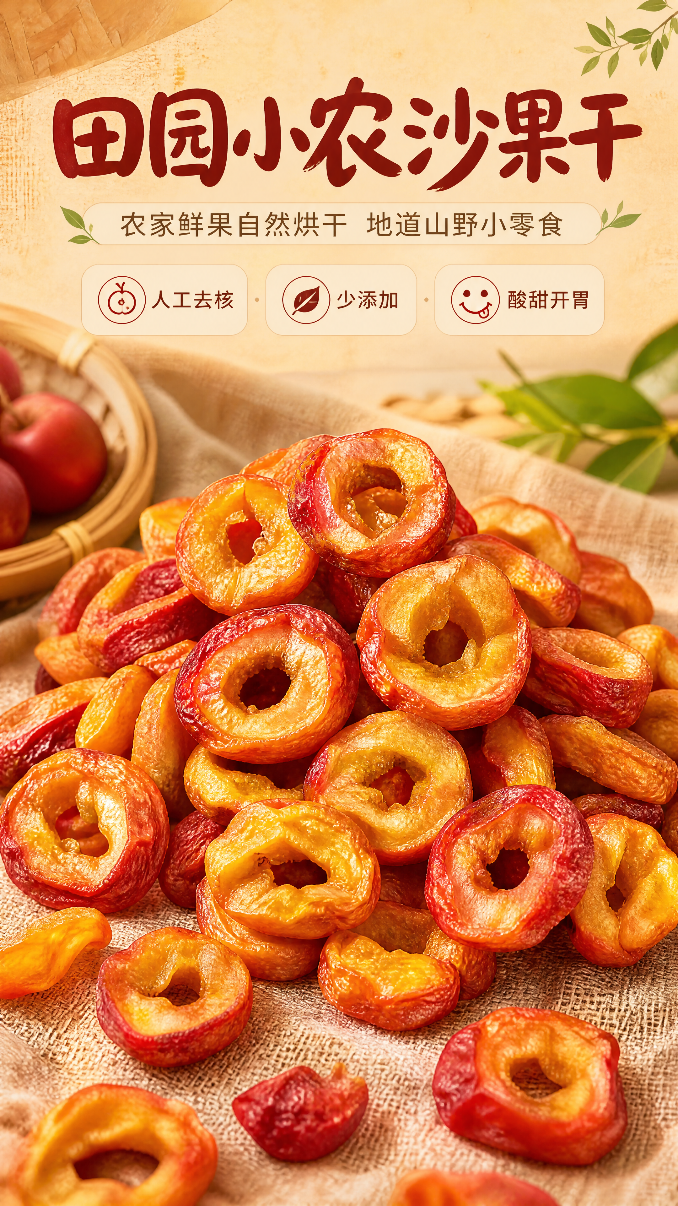 [商品] 使用【图1】沙果干产品图；保留沙果干完整果圈形态、红… - 图片创意预览