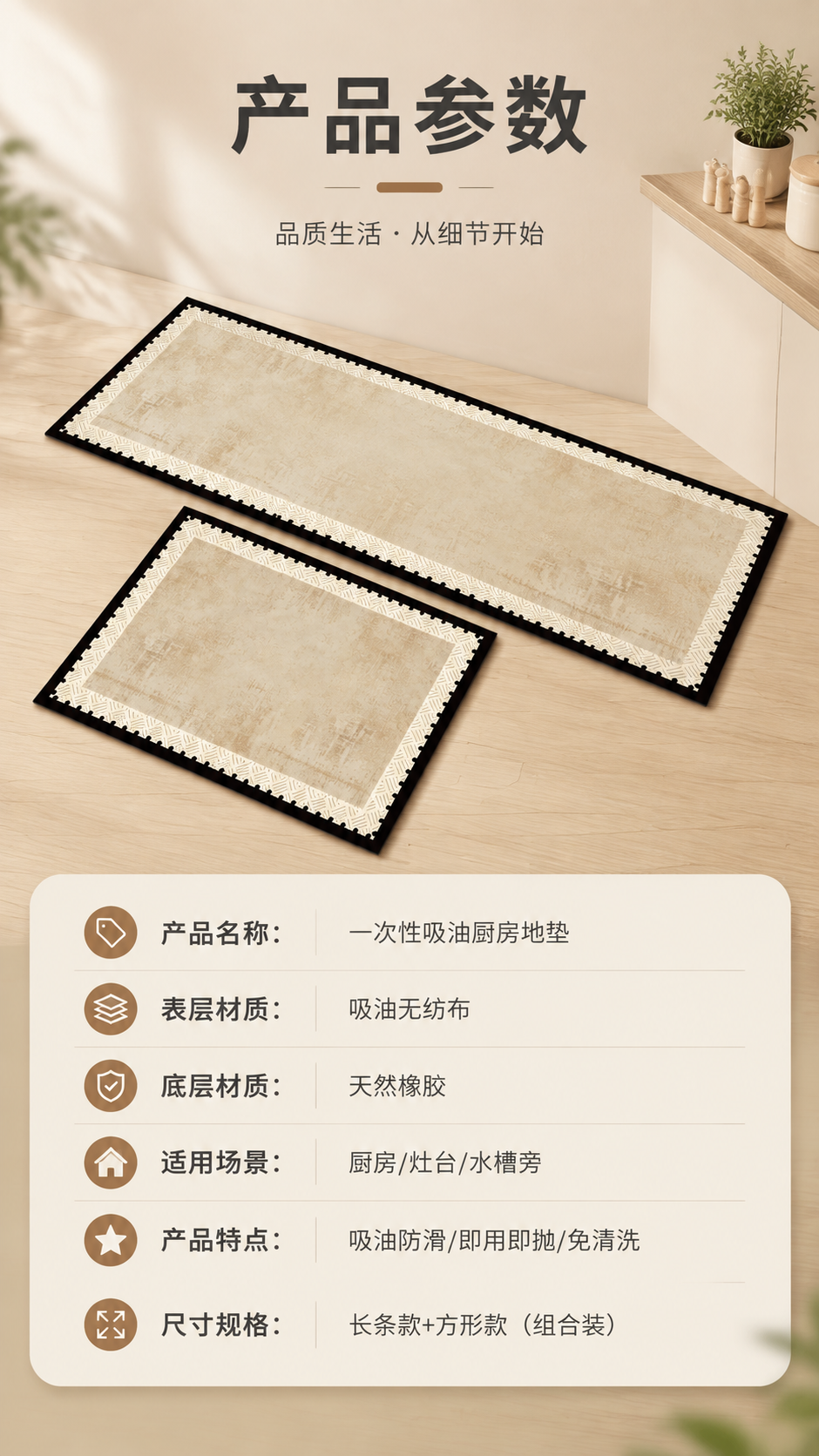 [商品] 使用【图1】一次性吸油厨房地垫（长条款+方形款组合）… - 图片创意预览