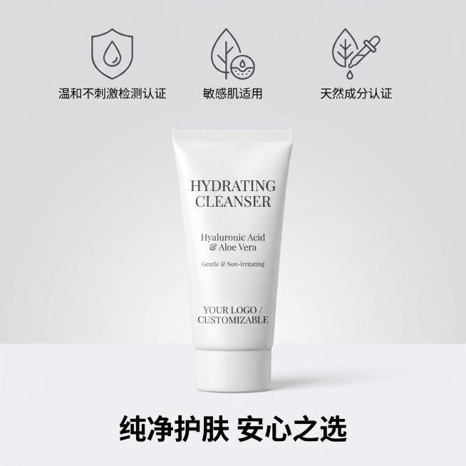 [主图 10] 品牌权威认证展示。[氛围风格] 专业可信，权威背书，简洁高级。[画质] 商业设计展示，清晰正式，细节完整，超高清。[元素] 洁面乳产品放置在画面中心偏下位置，保持原产品外观与输入图片绝预览效果