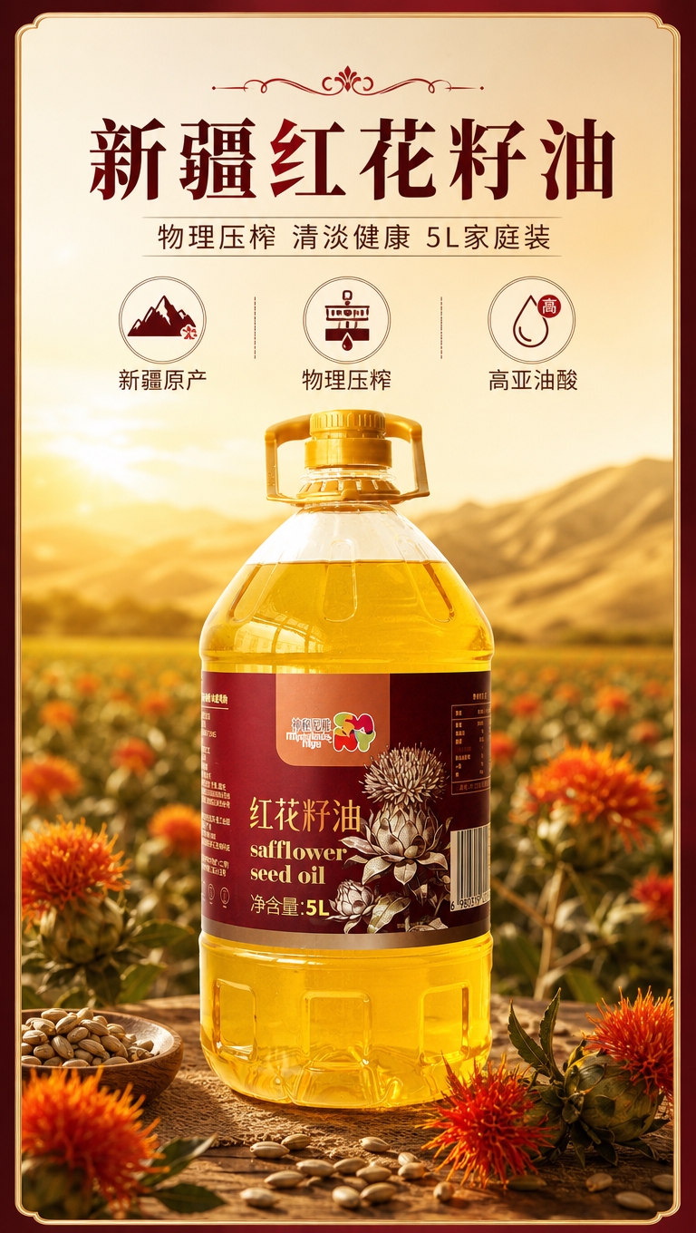 [商品] 使用【图1】神秘尼雅新疆红花籽油5L装；保留透明PE… - 图片创意预览