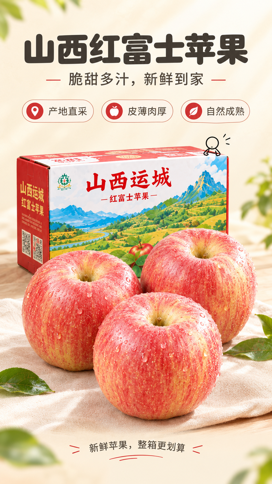 [商品] 使用【图1】山西运城红富士苹果整箱装与整果组合；保留… - 图片创意预览