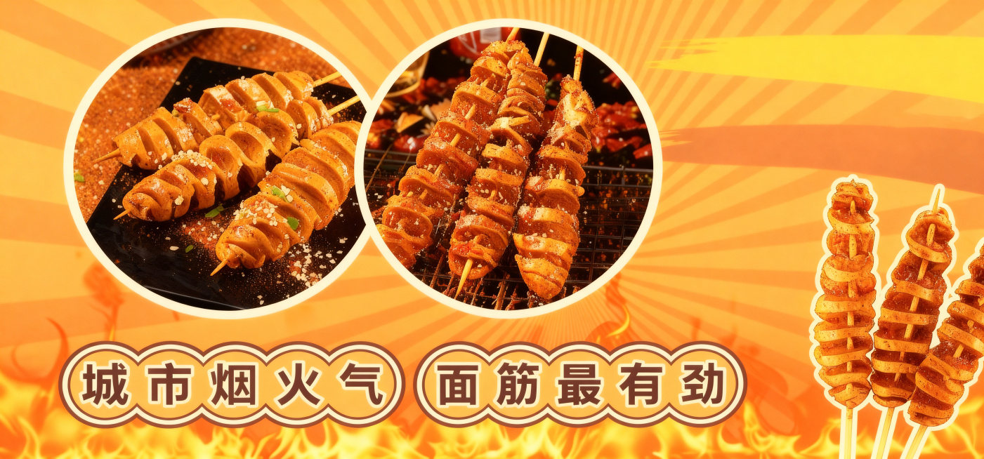 完全删除招牌上的“外酥里嫩麻辣鲜香”所有文字，保持背景风格和其他所有内容不变，还原该区域的原有橙黄色放射状背景，高清大图预览效果