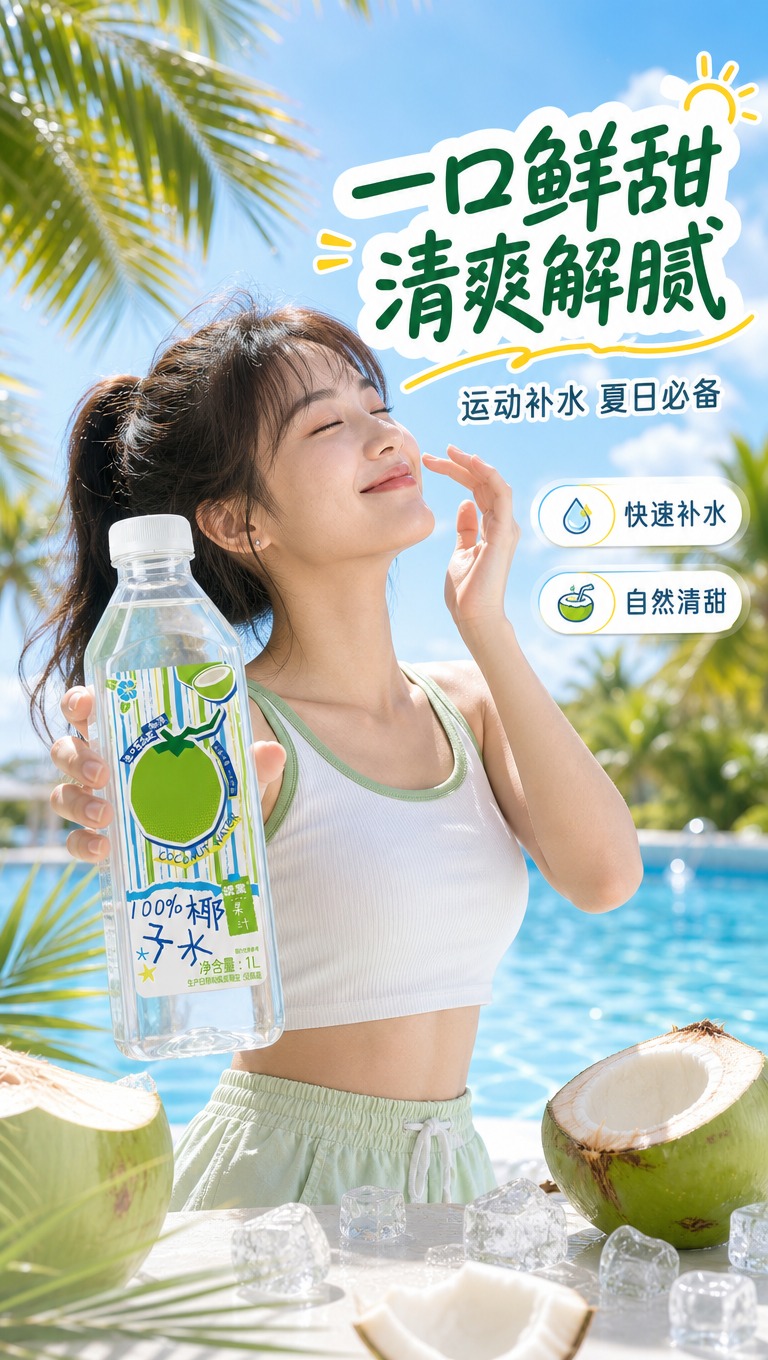 [商品] 使用【图1】统业100%椰子水1L装透明瓶；保留透明… - 图片创意预览