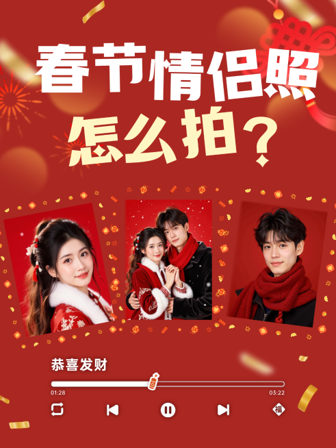 春节晒图晒照通用喜庆感小红书封面预览效果