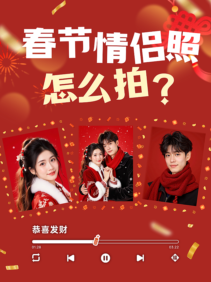 春节晒图晒照通用喜庆感小红书封面