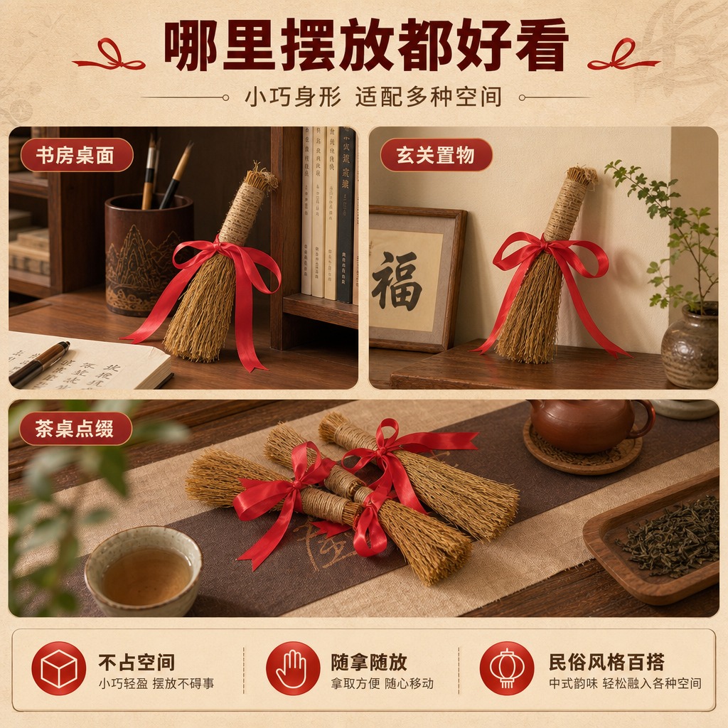 [商品] 使用【图1】【图2】【图5】稻草小毛刷捆红绳桌面摆件… - 图片创意预览