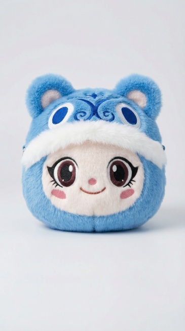 「图片1」「图片1」「图片1」让玩偶的颜色变成鲜亮的，毛绒变平顺，整体变新，商业拍摄氛围，纯色背景预览效果