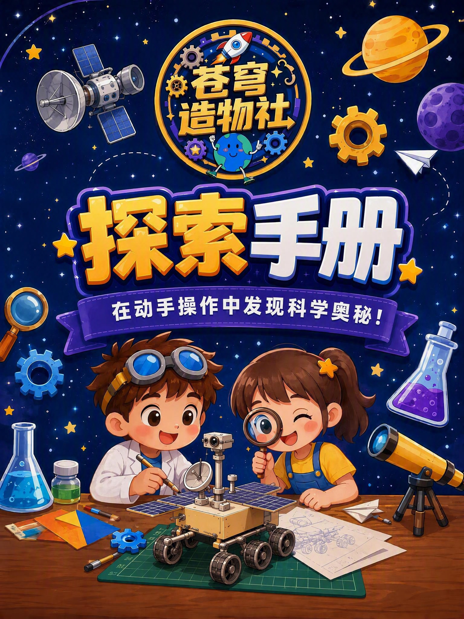 修改手册封面：1. 将「探索手册」四个大字适当缩小一些，保持居… - 图片创意预览