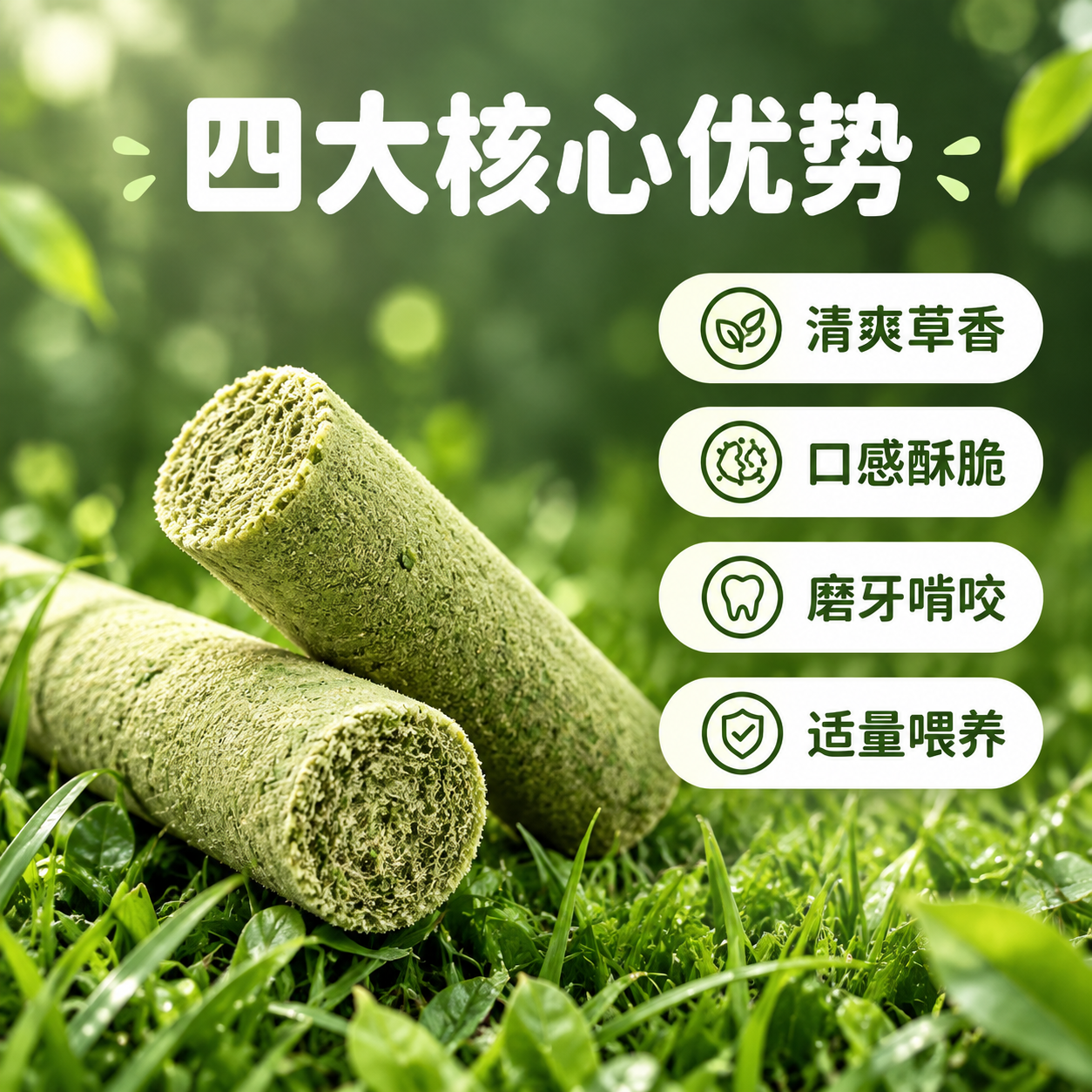 [主图-2] 猫草棒核心卖点图，核心任务是展示四大核心功效，用… - 图片创意预览