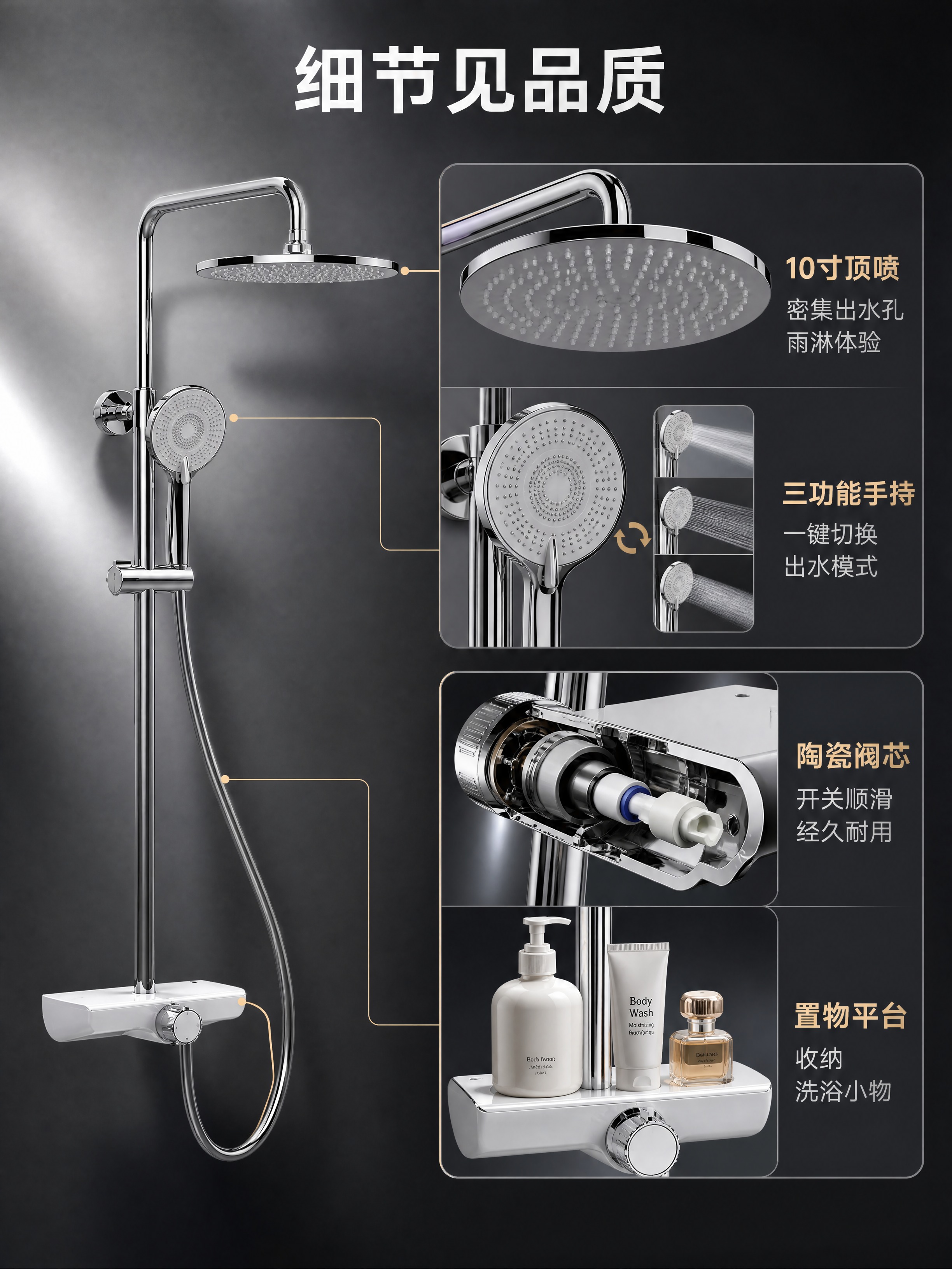 [商品] 使用【图1】惠达卫浴花洒HWB0607-P01CP；… - 图片创意预览