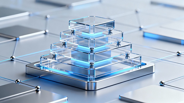 Web3 finance background, decentralized digital layers, futuristic blockchain environment, clean and modern style, no text