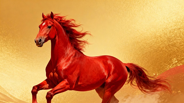 马年海报，不要文案，红色的马