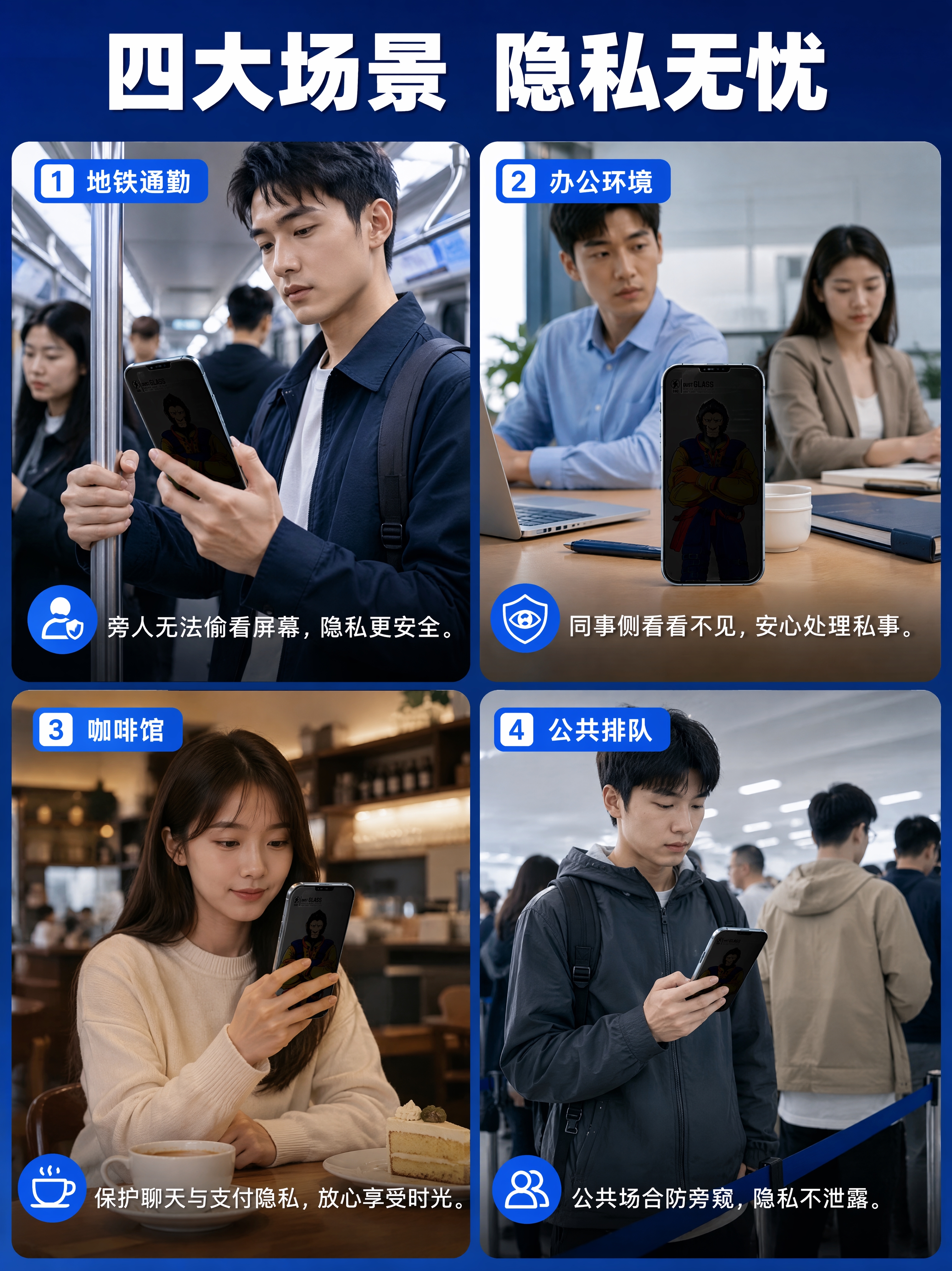 [商品] 使用【图1】RUIY猩猩防窥钢化膜；保留产品和猩猩I… - 图片创意预览