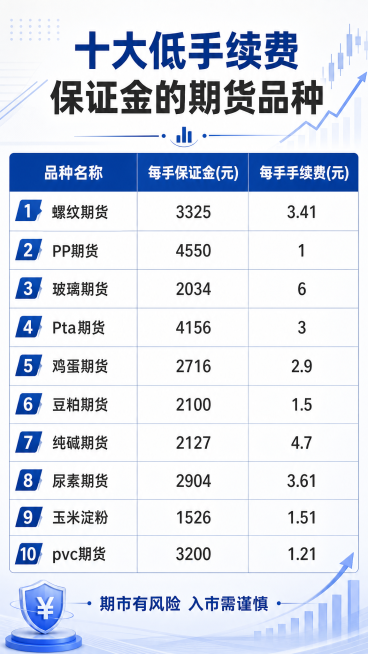 十大低手续费保证金的期货品种
----------------------------------------
品种名称    每手保证金(元)    每手手续费(元)
---------------预览效果