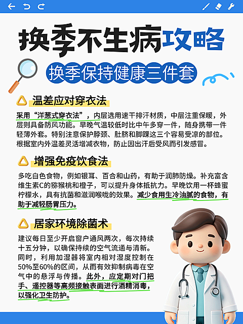 3d卡通换季不生病攻略知识分享小红书配图