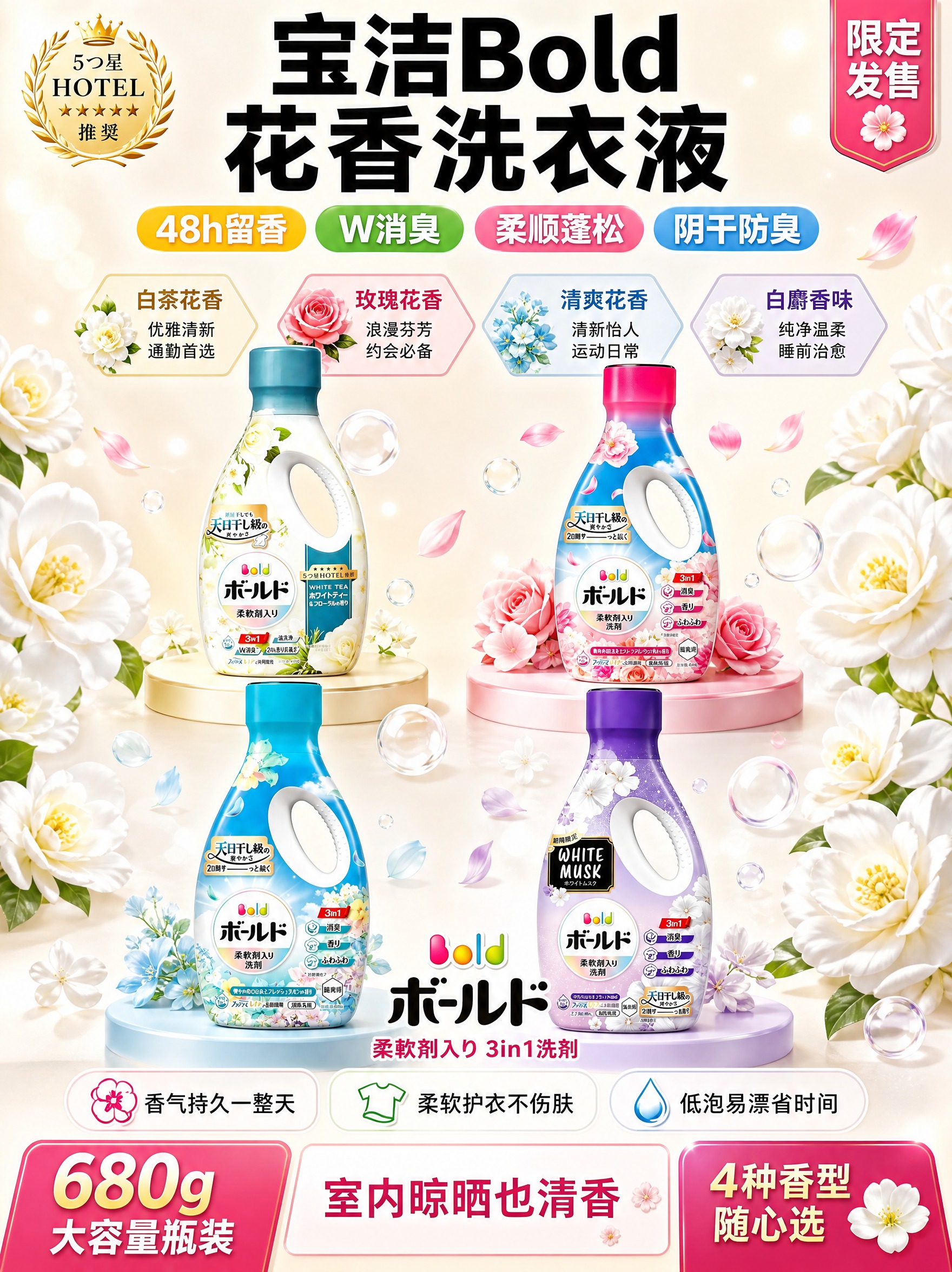 [主图1-新版 3:4] 宝洁Bold花香洗衣液 首图爆款主图… - 图片创意预览