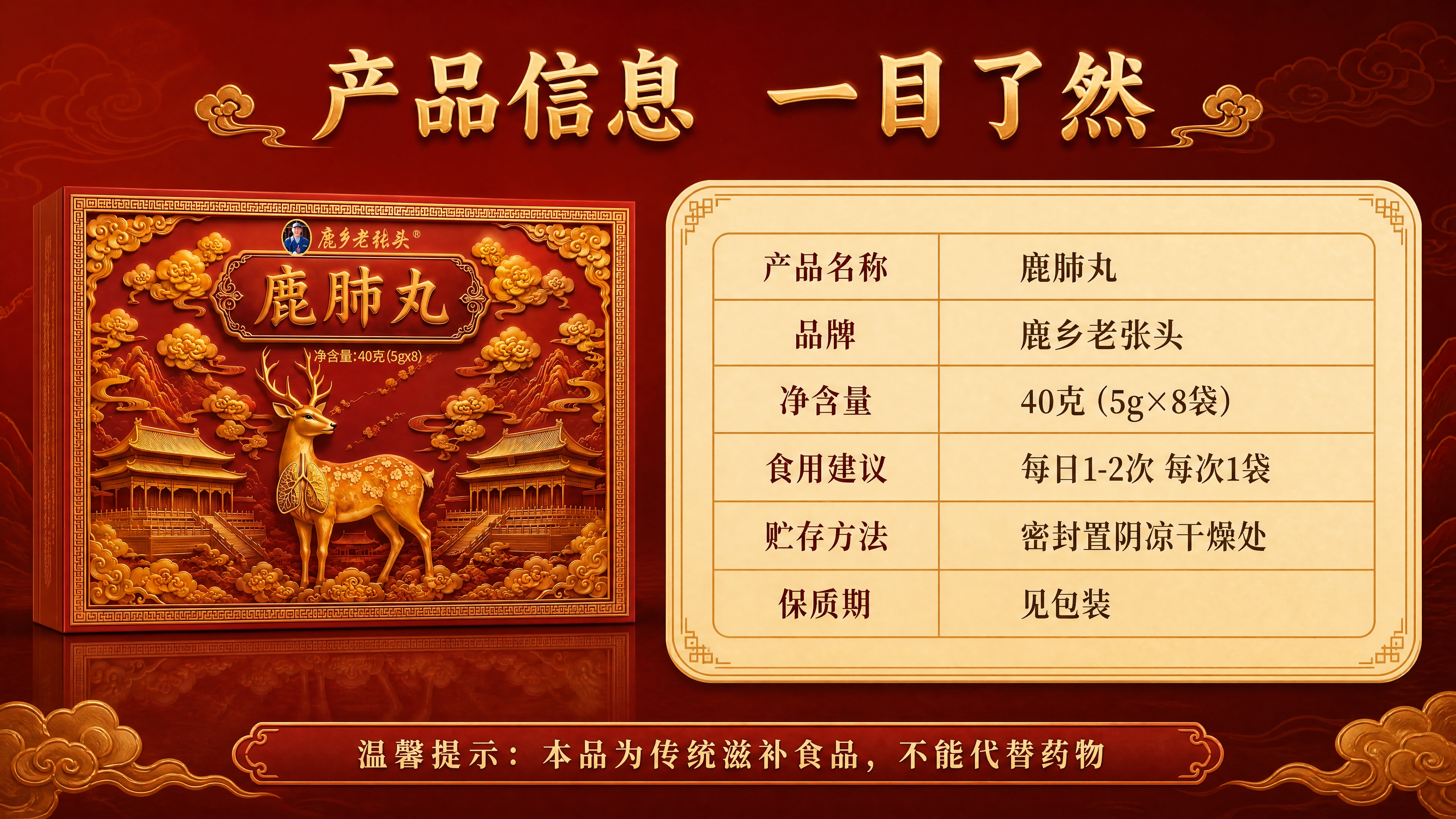 [商品] 使用【图1】鹿乡老张头鹿肺丸产品包装图；保留包装原貌… - 图片创意预览