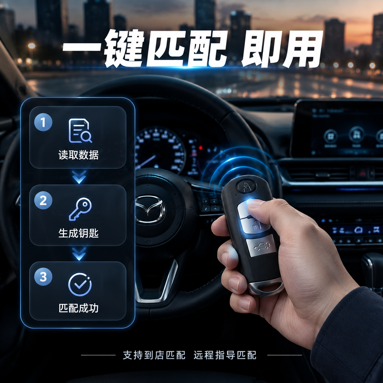 [主图-4] 真实使用场景图，展示马自达汽车钥匙匹配完成后的使… - 图片创意预览