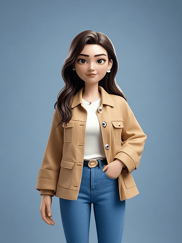 3D卡通风格，职业形象照，纯色背景