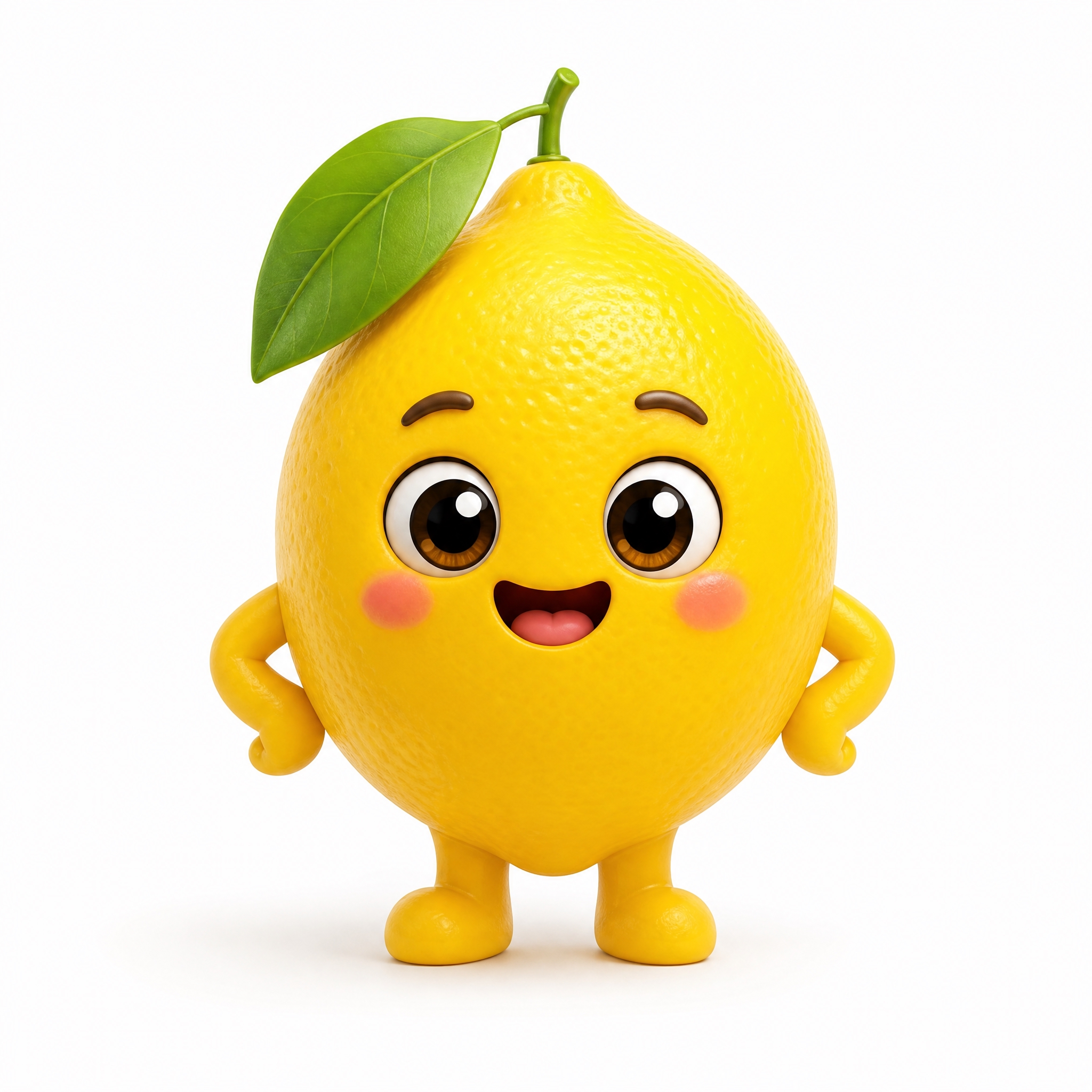 参考图中的3D卡通可爱风格，一个可爱的拟人化柠檬(lemon)… - 图片创意预览