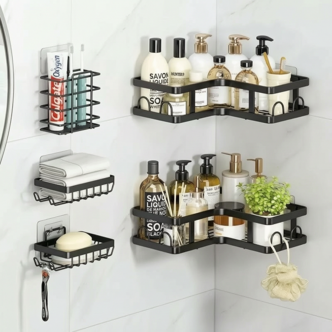[主图-1] Bathroom corner storage rack set installed in shower scene first image.
[Atmosphere style] Cl预览效果