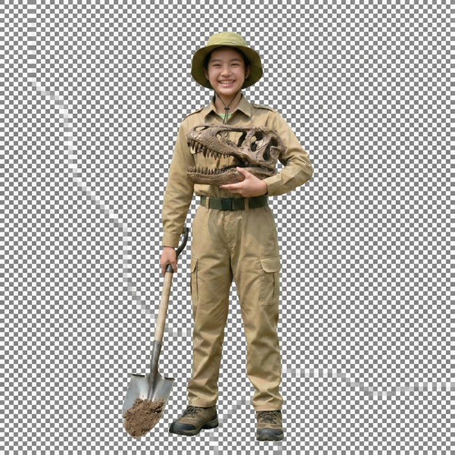 怀抱恐龙头骨姿势预览效果