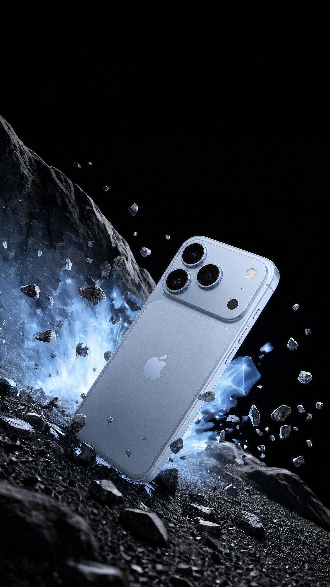 将图1中的小米手机替换为图2中的浅蓝色iPhone 18 Pr… - 图片创意预览
