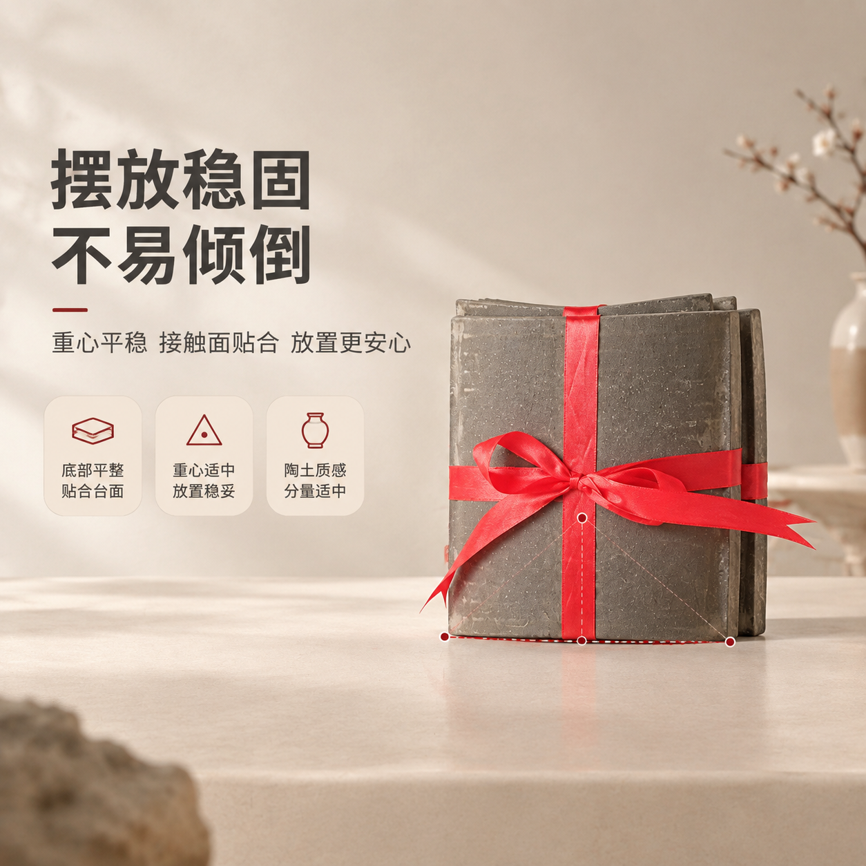 [商品] 使用【图2】瓦片捆红绳造景摆件（手持款）；保留陶土瓦… - 图片创意预览