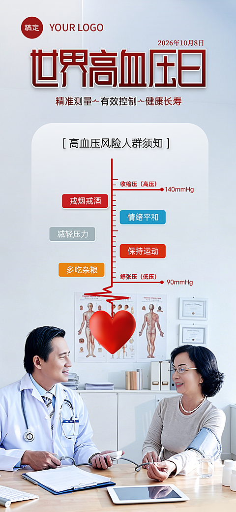 世界全国高血压日健康知识科普宣传推广全屏竖版海报